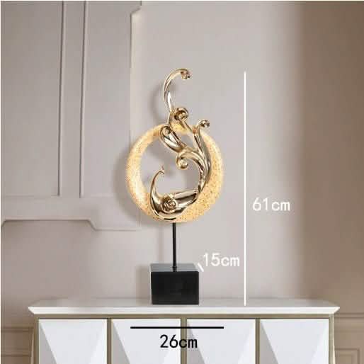 Luxury Phoenix Sculptures – Artistic Resin Home Décor Ornaments - Large Short Single - Rose Gold -