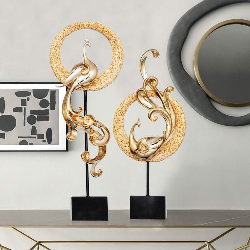 Luxury Phoenix Sculptures – Artistic Resin Home Décor Ornaments - Large High Single - Elegant Silver -