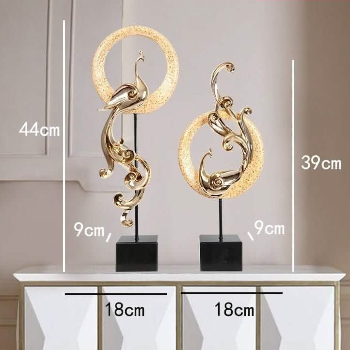 Luxury Phoenix Sculptures – Artistic Resin Home Décor Ornaments - Large High Single - Elegant Silver -