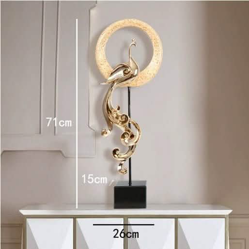 Luxury Phoenix Sculptures – Artistic Resin Home Décor Ornaments - Large High Single - Rose Gold -