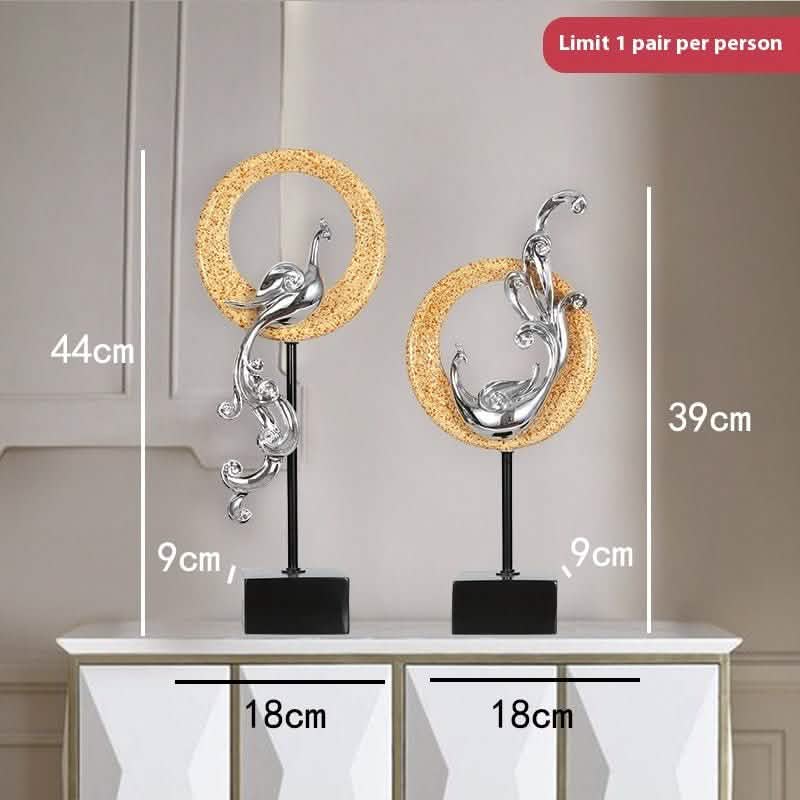 Luxury Phoenix Sculptures – Artistic Resin Home Décor Ornaments - Large High Single - Elegant Silver -