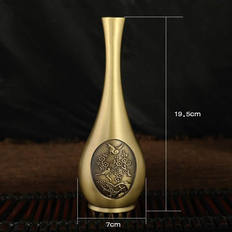 Luxury Pure Brass Decorative Carved Flower Vases – Handcrafted Ornamental Art - Happy Brow Hand - Carved Brass Vase -