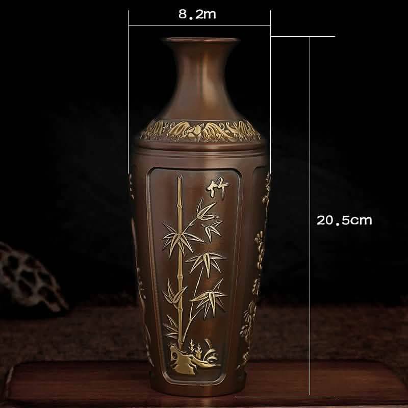 Luxury Pure Brass Decorative Carved Flower Vases – Handcrafted Ornamental Art - Meilan Luxury Brass Vase -
