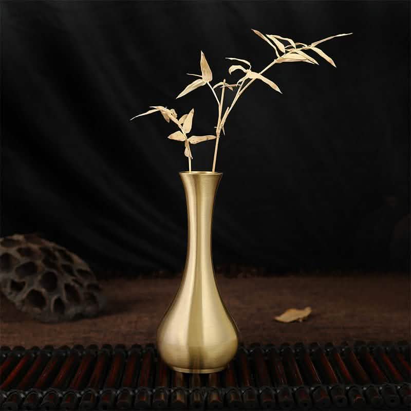 Luxury Pure Brass Decorative Carved Flower Vases – Handcrafted Ornamental Art - Brass Lotus Carved Vase – Small -