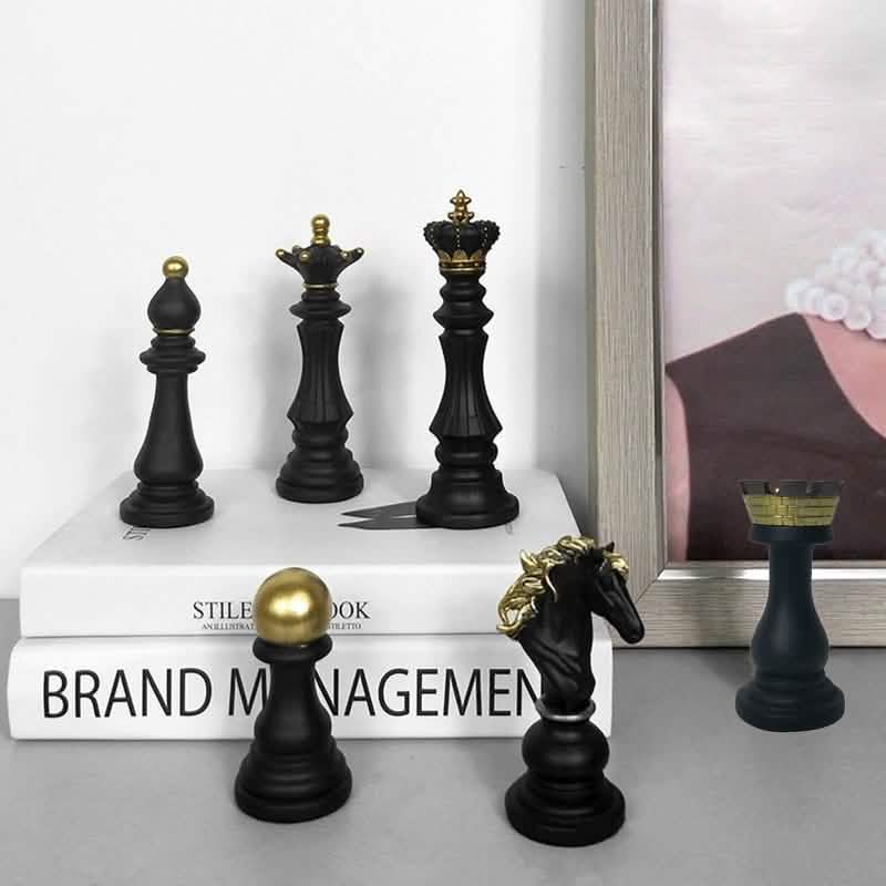 Luxury Resin Chess Piece Ornaments – Creative Modern Decor - Black King Ornament -
