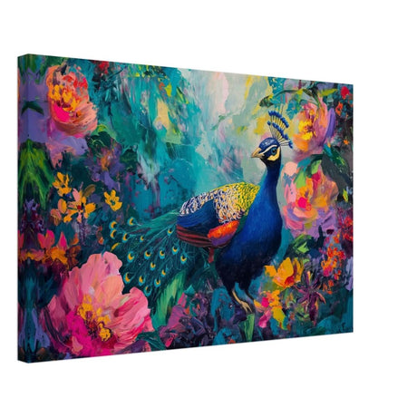 Majestic Peacock in Bloom: A Celebration of Nature's Grandeur | Contemporary Impressionist Wildlife Painting - Canvas - 40x60 cm / 16x24″ -