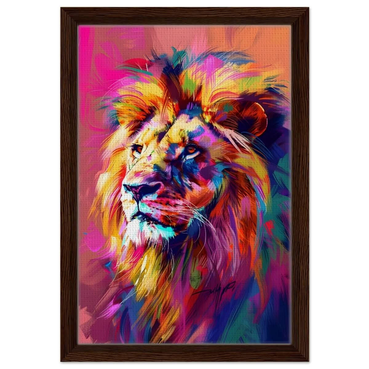 Majestic Spectrum: The King of Colors | Abstract Contemporary Pop Art - Framed Canvas - 30x45 cm / 12x18″ - Dark wood frame