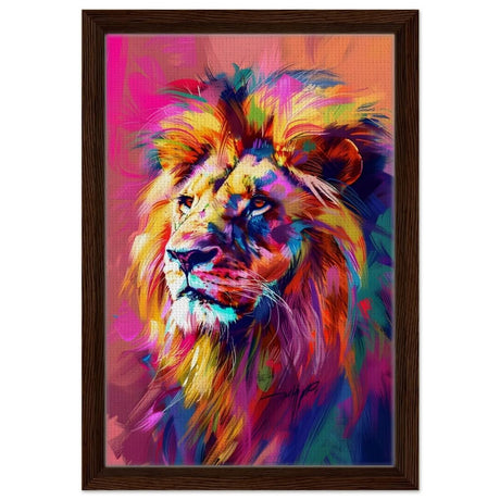 Majestic Spectrum: The King of Colors | Abstract Contemporary Pop Art - Framed Canvas - 30x45 cm / 12x18″ - Dark wood frame