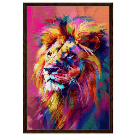 Majestic Spectrum: The King of Colors | Abstract Contemporary Pop Art - Framed Canvas - 60x90 cm / 24x36″ - Dark wood frame