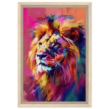 Majestic Spectrum: The King of Colors | Abstract Contemporary Pop Art - Framed Canvas - 30x45 cm / 12x18″ - Wood frame