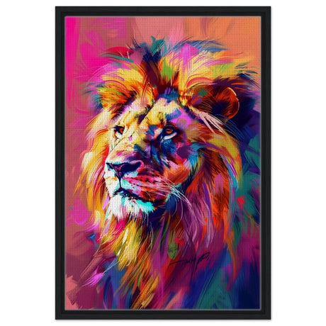 Majestic Spectrum: The King of Colors | Abstract Contemporary Pop Art - Framed Canvas - 50x75 cm / 20x30″ - Black frame