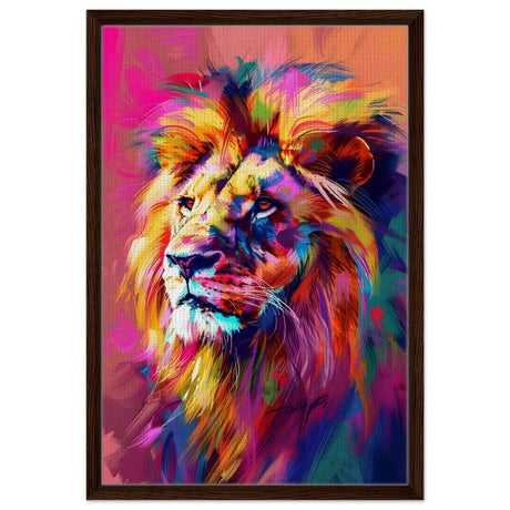 Majestic Spectrum: The King of Colors | Abstract Contemporary Pop Art - Framed Canvas - 50x75 cm / 20x30″ - Dark wood frame
