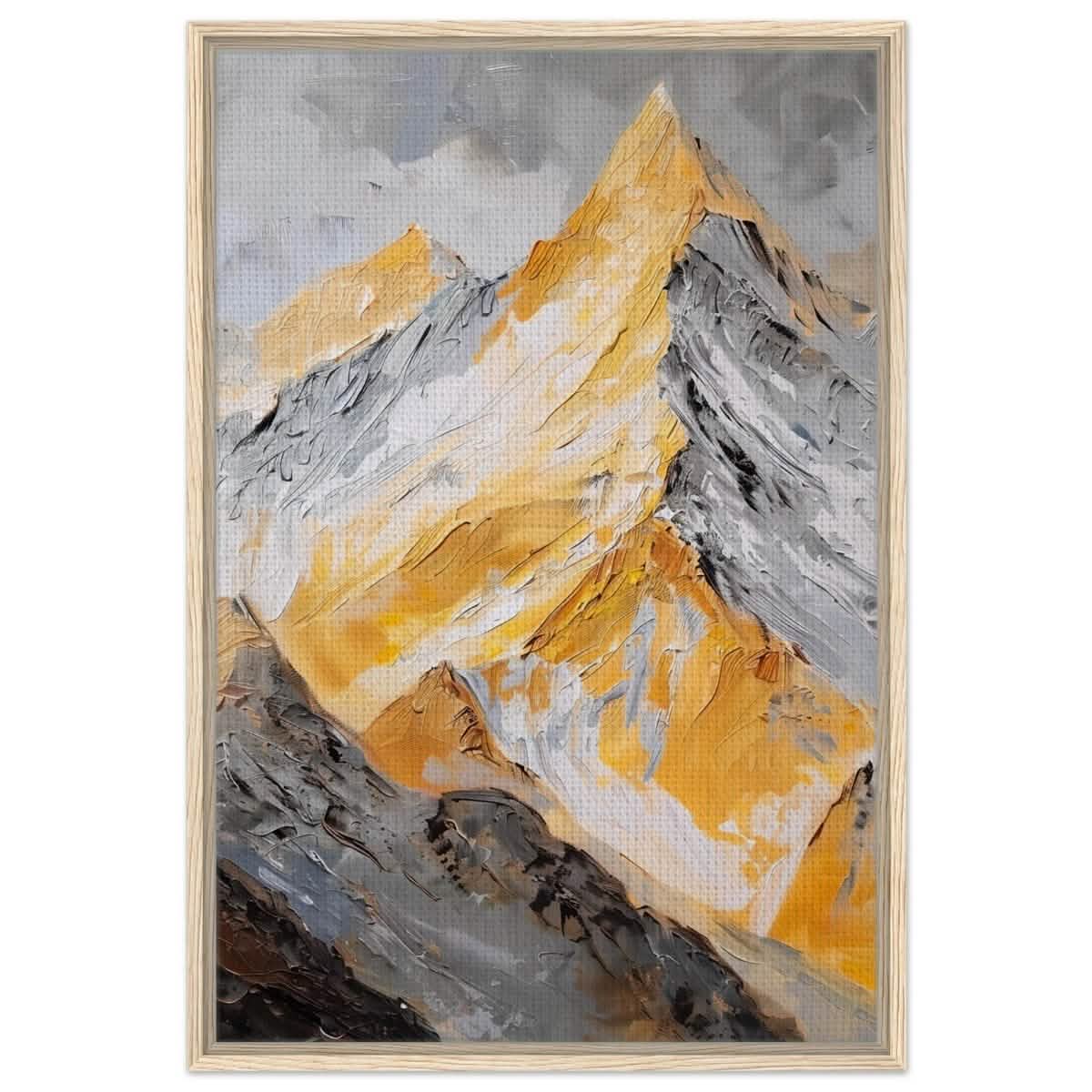 Majesty in the Heights | Impressionist Mountain Landscape - Framed Canvas - 30x45 cm / 12x18″ - Wood frame