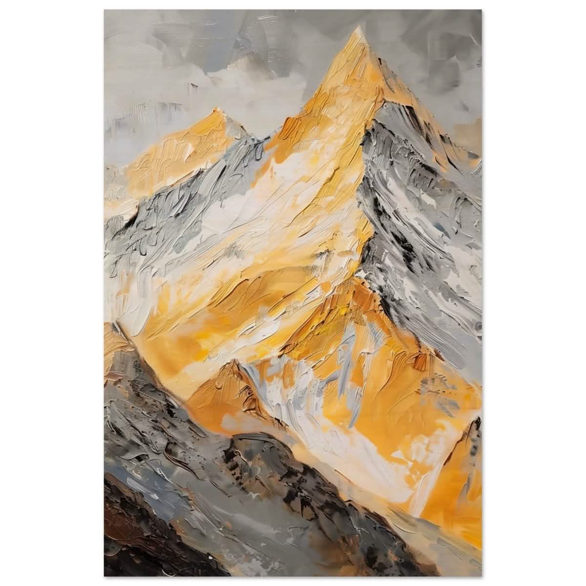 Majesty in the Heights | Impressionist Mountain Landscape - Wood Prints - 30x45 cm / 12x18″ -