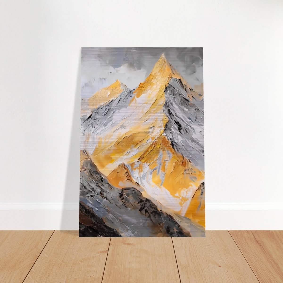 Majesty in the Heights | Impressionist Mountain Landscape - Brushed Aluminum Print - 30x45 cm / 12x18″ -
