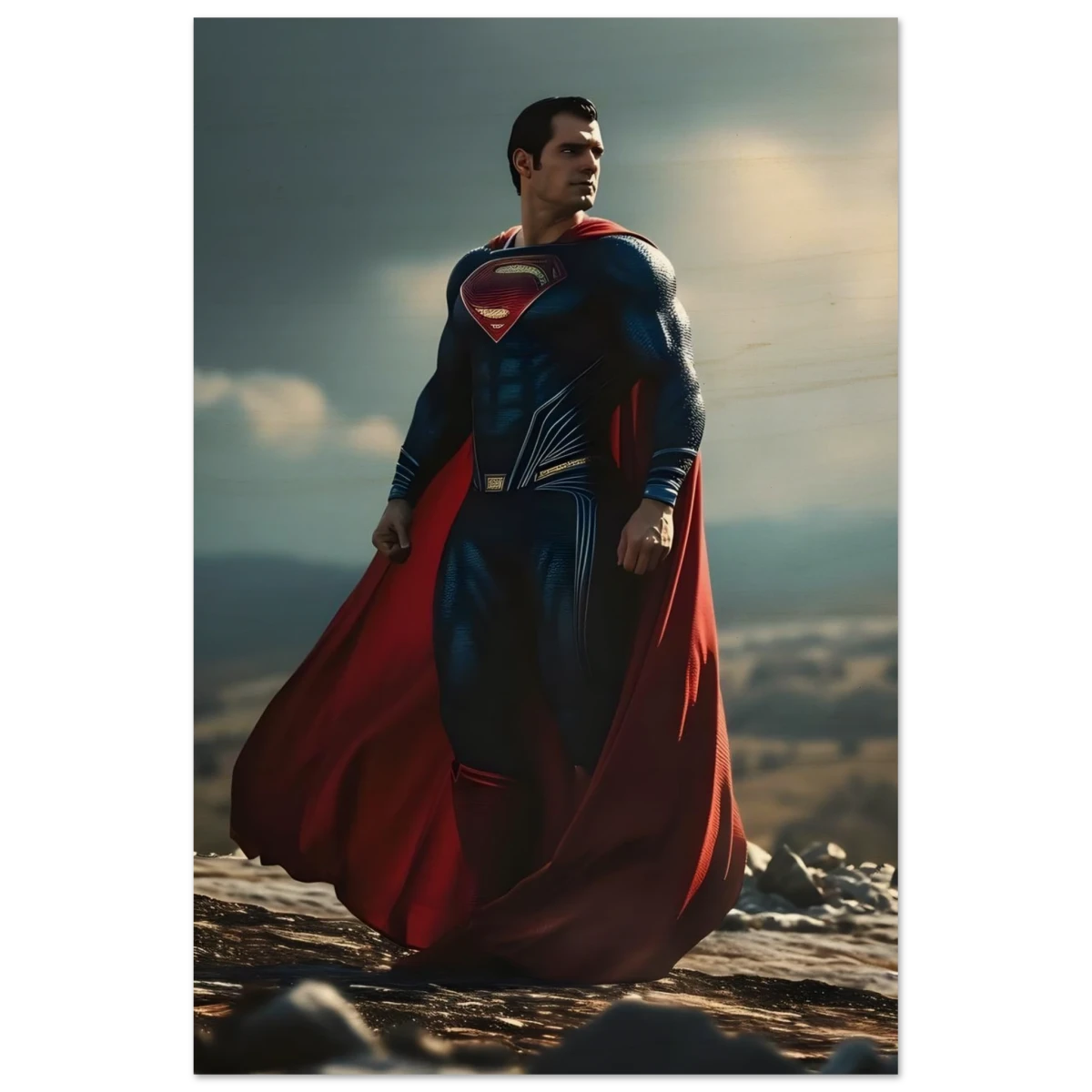 "Man of Steel: Legacy Stands" – Cinematic Digital Character Art| Superman Wall art - Wood Prints - 60x90 cm / 24x36″ -