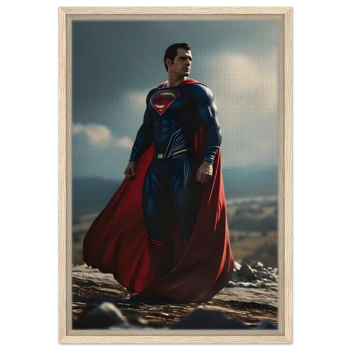 "Man of Steel: Legacy Stands" – Cinematic Digital Character Art| Superman Wall art - Framed Canvas - 40x60 cm / 16x24″ - Wood frame