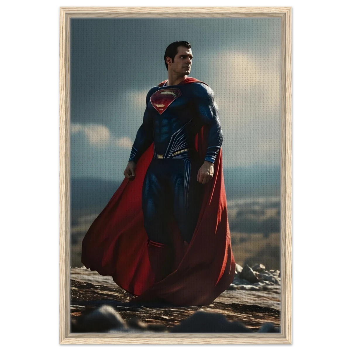 "Man of Steel: Legacy Stands" – Cinematic Digital Character Art| Superman Wall art - Framed Canvas - 50x75 cm / 20x30″ - Wood frame