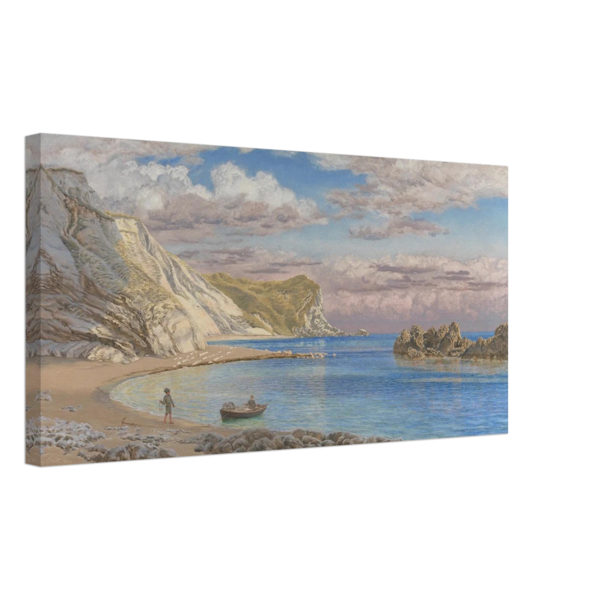 Man of War Rocks, Coast of Dorset by John Brett | Victorian Coastal Panoramic Landscape Stretched Canvas Print - 30x60 cm / 12x24″ -