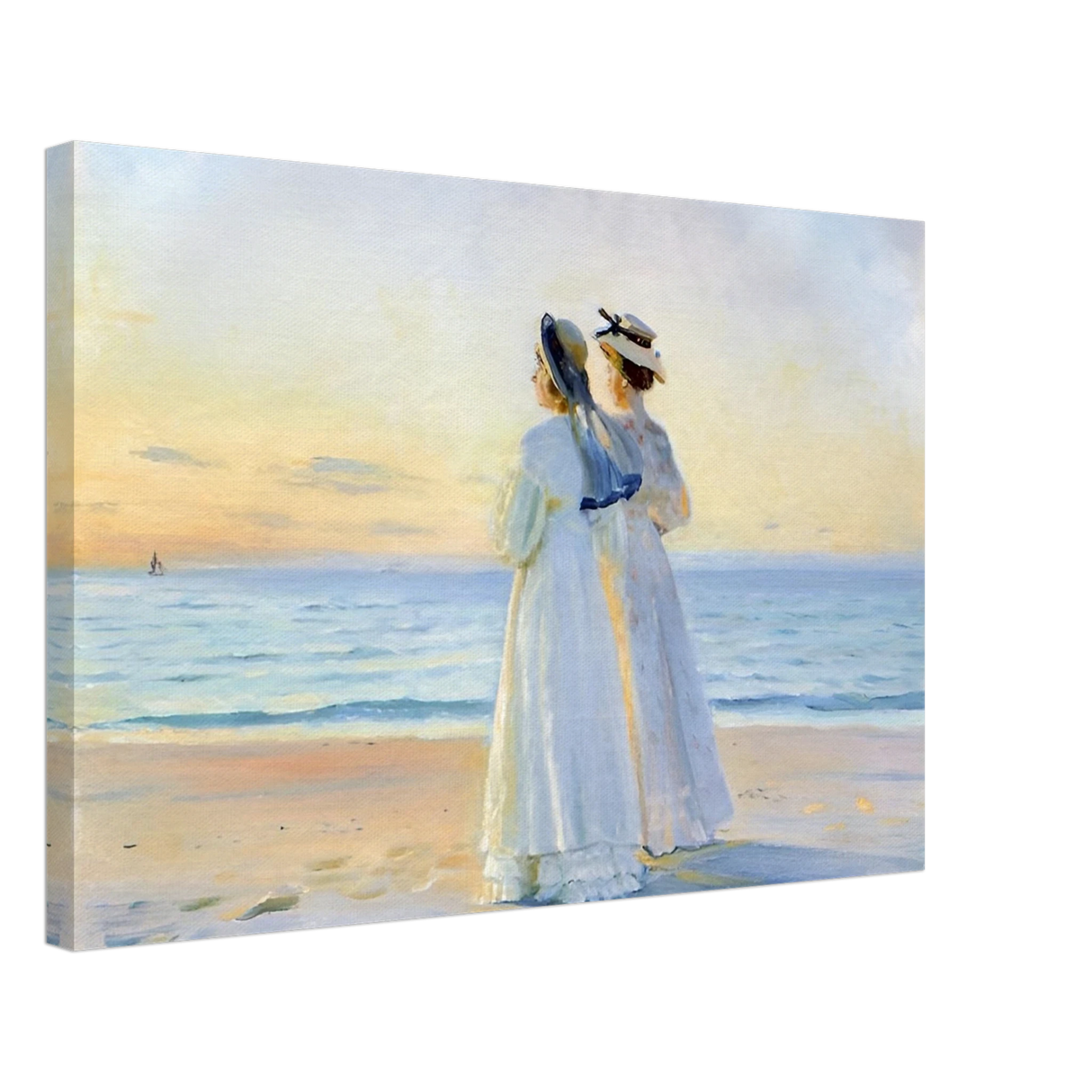 Marie Dinesen And Anna Bitch on Skagen Nordstrand by Michael Peter Ancher | Wall art Print - Canvas - 40x60 cm / 16x24″ -