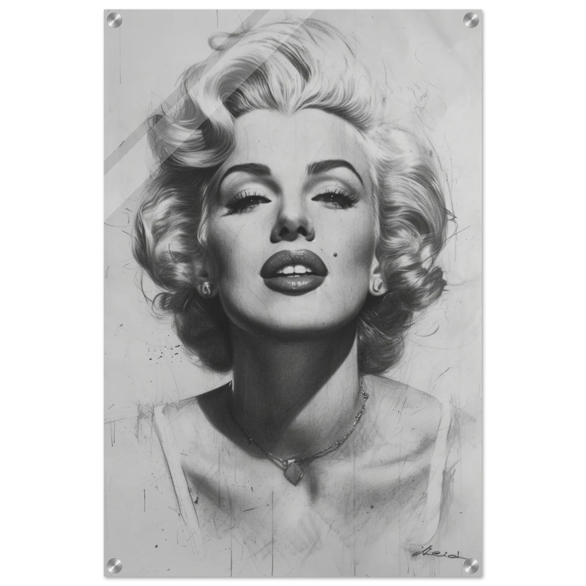 "Marilyn Monroe – Timeless Icon" – Black & White Glamour Portrait Wall Art Print - Acrylic Print - 50x75 cm / 20x30″ -