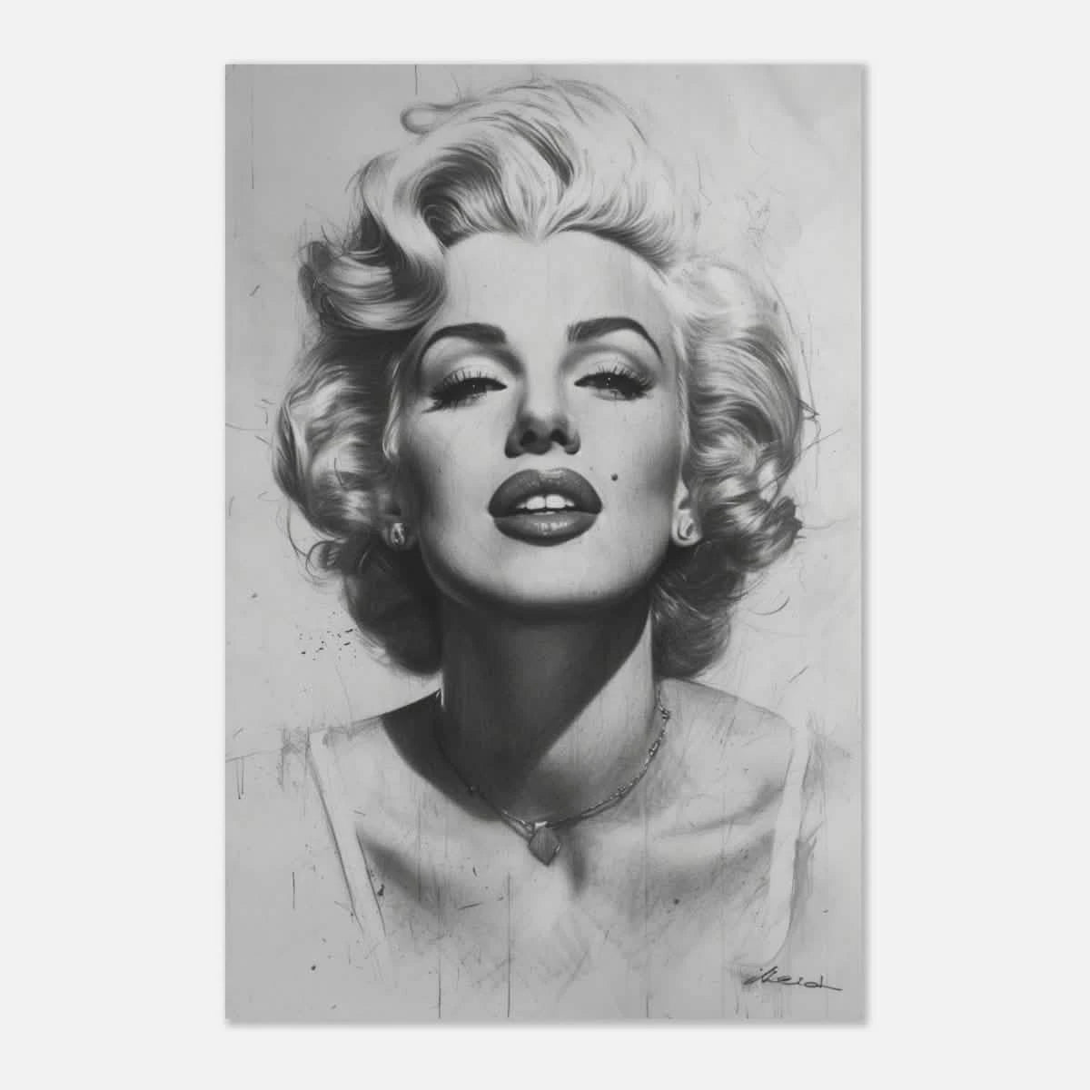 "Marilyn Monroe – Timeless Icon" – Black & White Glamour Portrait Wall Art Print - Aluminum Print - 60x90 cm / 24x36″ -