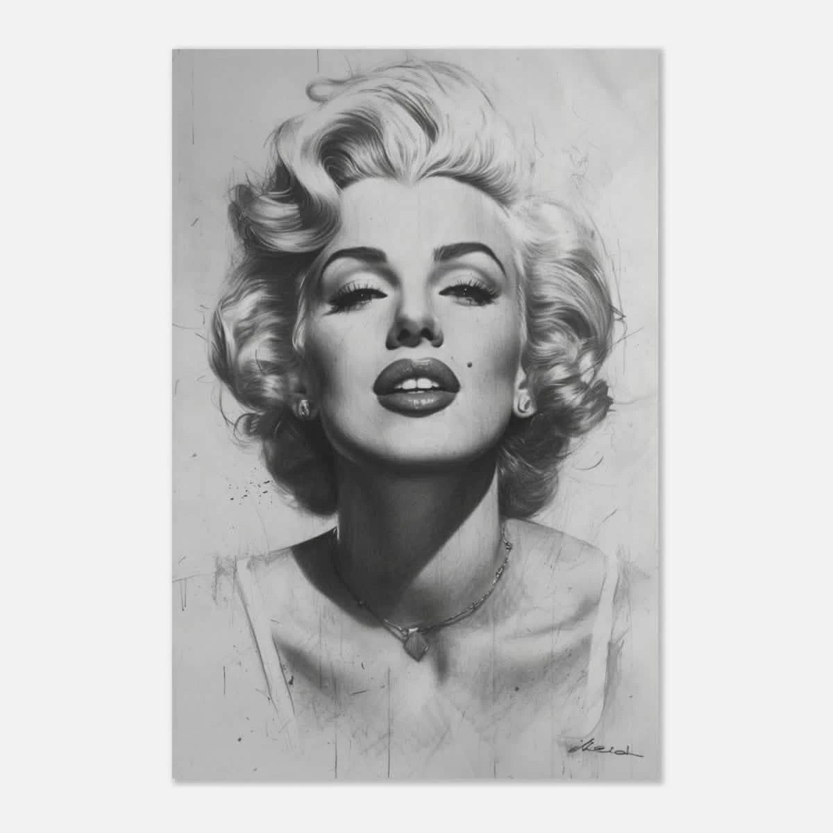 "Marilyn Monroe – Timeless Icon" – Black & White Glamour Portrait Wall Art Print - Aluminum Print - 20x30 cm / 8x12″ -