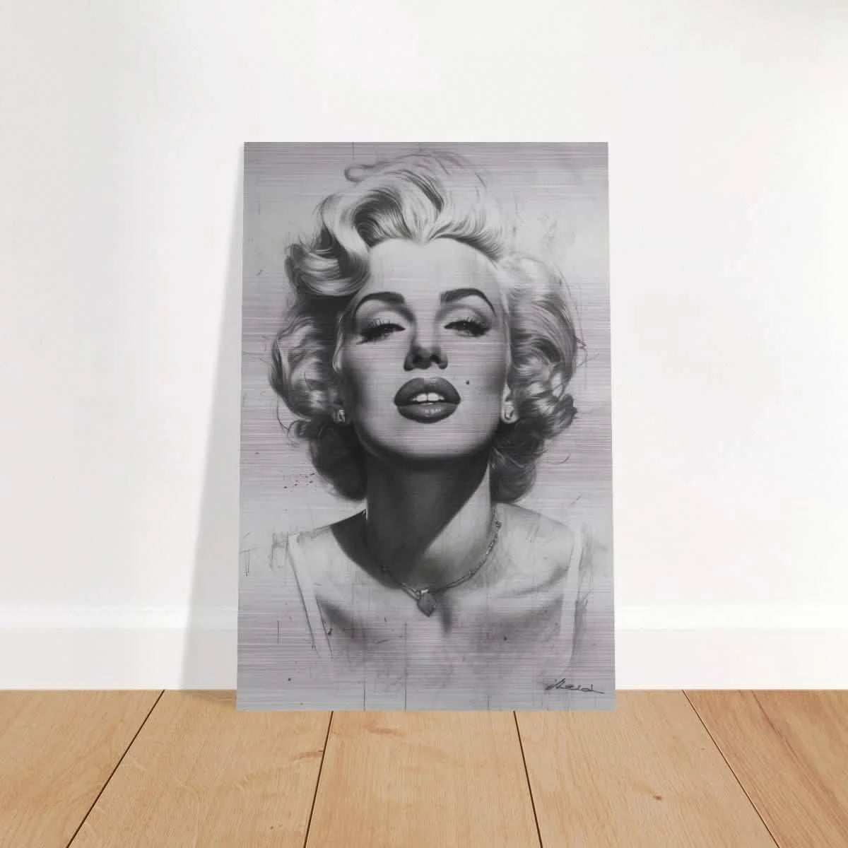 "Marilyn Monroe – Timeless Icon" – Black & White Glamour Portrait Wall Art Print - Brushed Aluminum Print - 60x90 cm / 24x36″ -