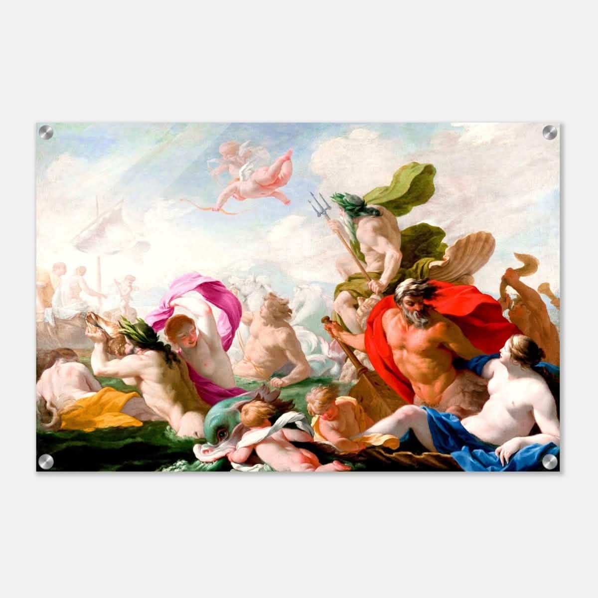 Marine Gods Paying Homage to Love by Eustache Le Sueur 1499 | Vintage wall art print - Acrylic Print - 50x75 cm / 20x30″ -