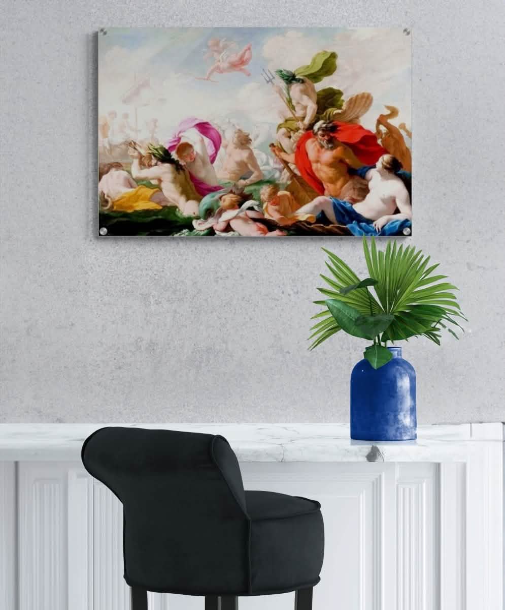Marine Gods Paying Homage to Love by Eustache Le Sueur 1499 | Vintage wall art print - Canvas - 60x90 cm / 24x36″ -