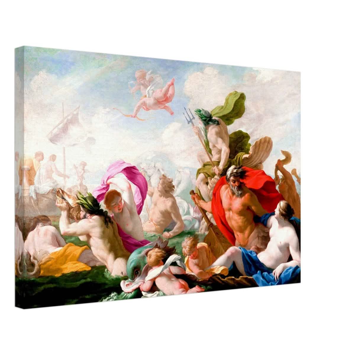 Marine Gods Paying Homage to Love by Eustache Le Sueur 1499 | Vintage wall art print - Canvas - 40x60 cm / 16x24″ -