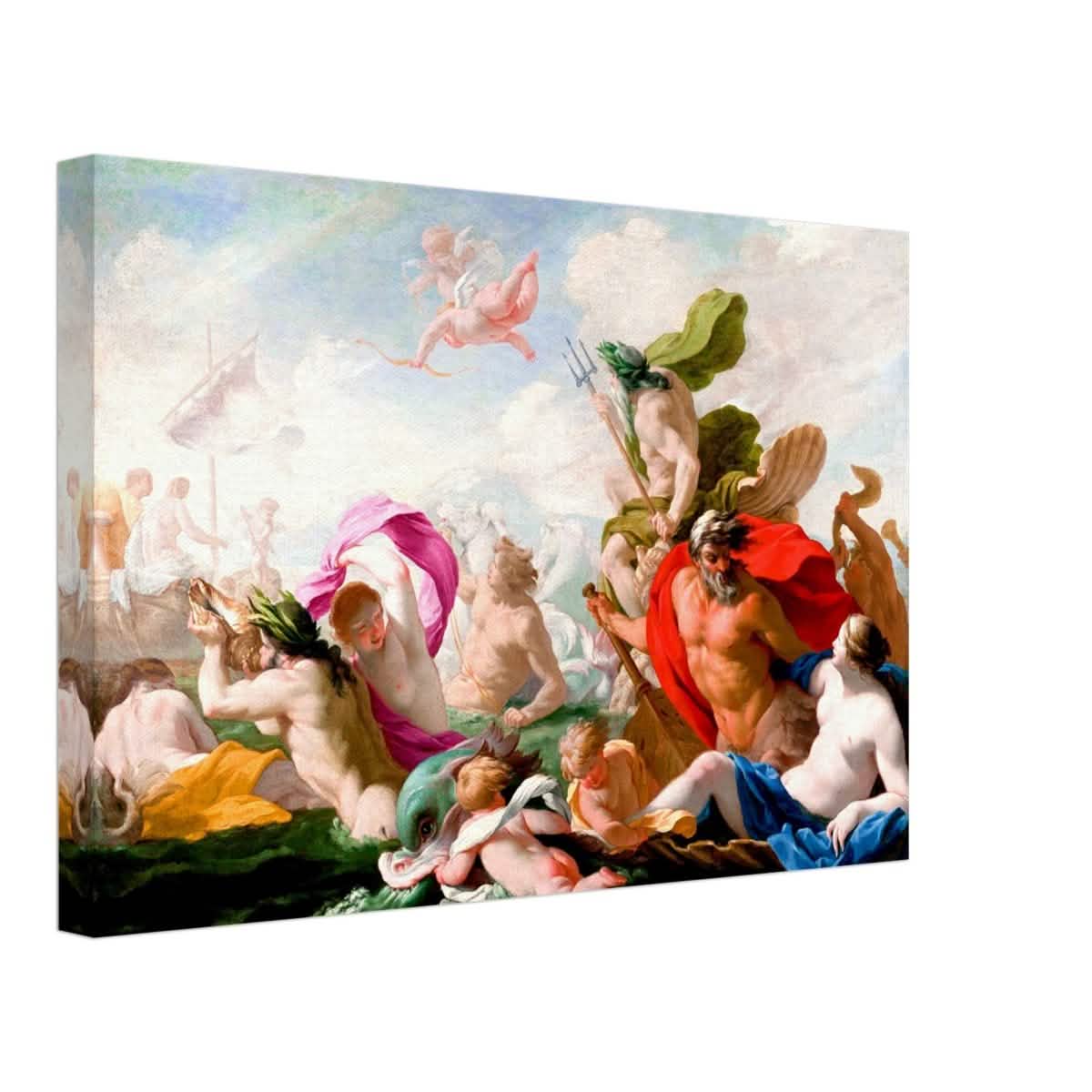 Marine Gods Paying Homage to Love by Eustache Le Sueur 1499 | Vintage wall art print - Canvas - 30x45 cm / 12x18″ -