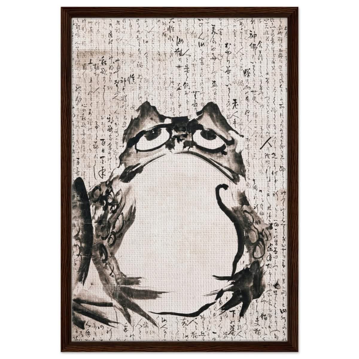 Matsumoto Hoji Art | Japanese Frog Wall Art print - Framed Canvas - 50x75 cm / 20x30″ - Dark wood frame