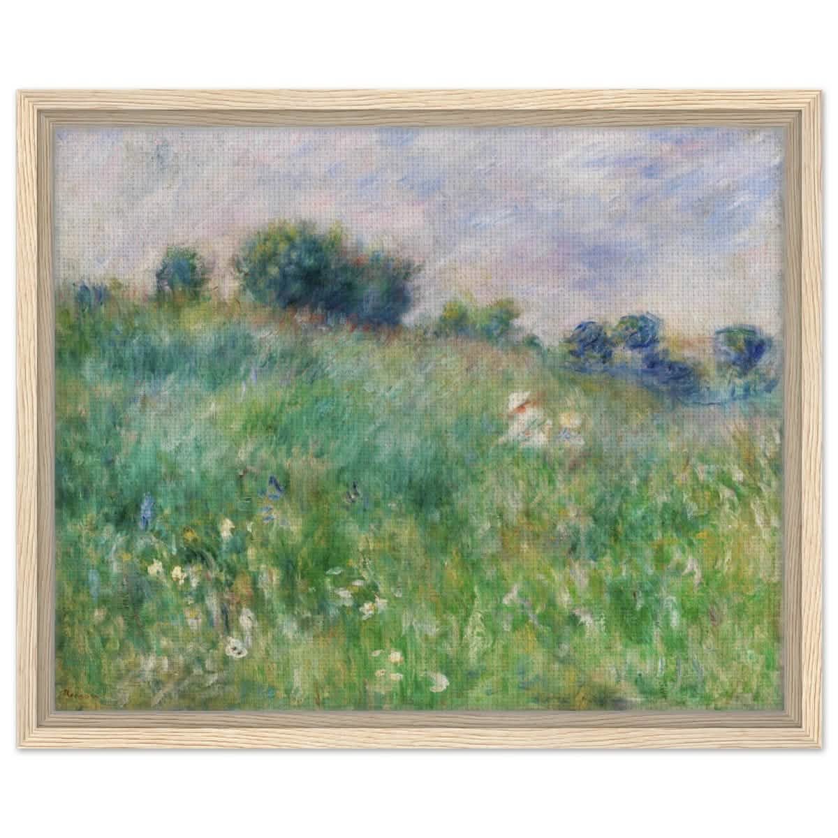 Meadow (La Prairie) by Pierre - Auguste Renoir (1841 - 1919) | wall art print - 40x50 cm / 16x20″ - Framed Canvas - Wood frame