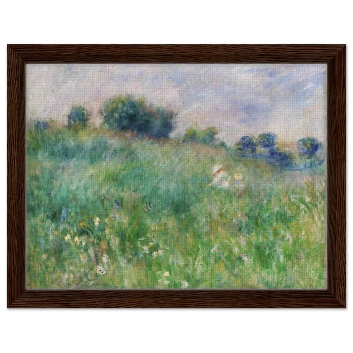 Meadow (La Prairie) by Pierre - Auguste Renoir (1841 - 1919) | wall art print - 30x40 cm / 12x16″ - Framed Canvas - Dark wood frame