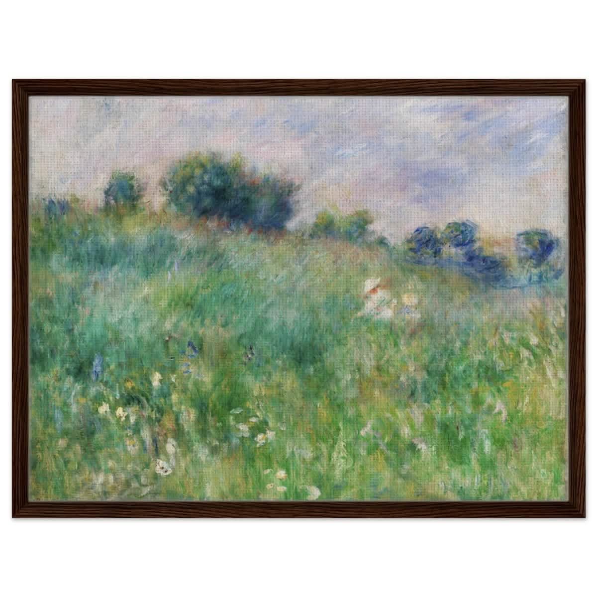 Meadow (La Prairie) by Pierre - Auguste Renoir (1841 - 1919) | wall art print - 60x80 cm / 24x32″ - Framed Canvas - Dark wood frame