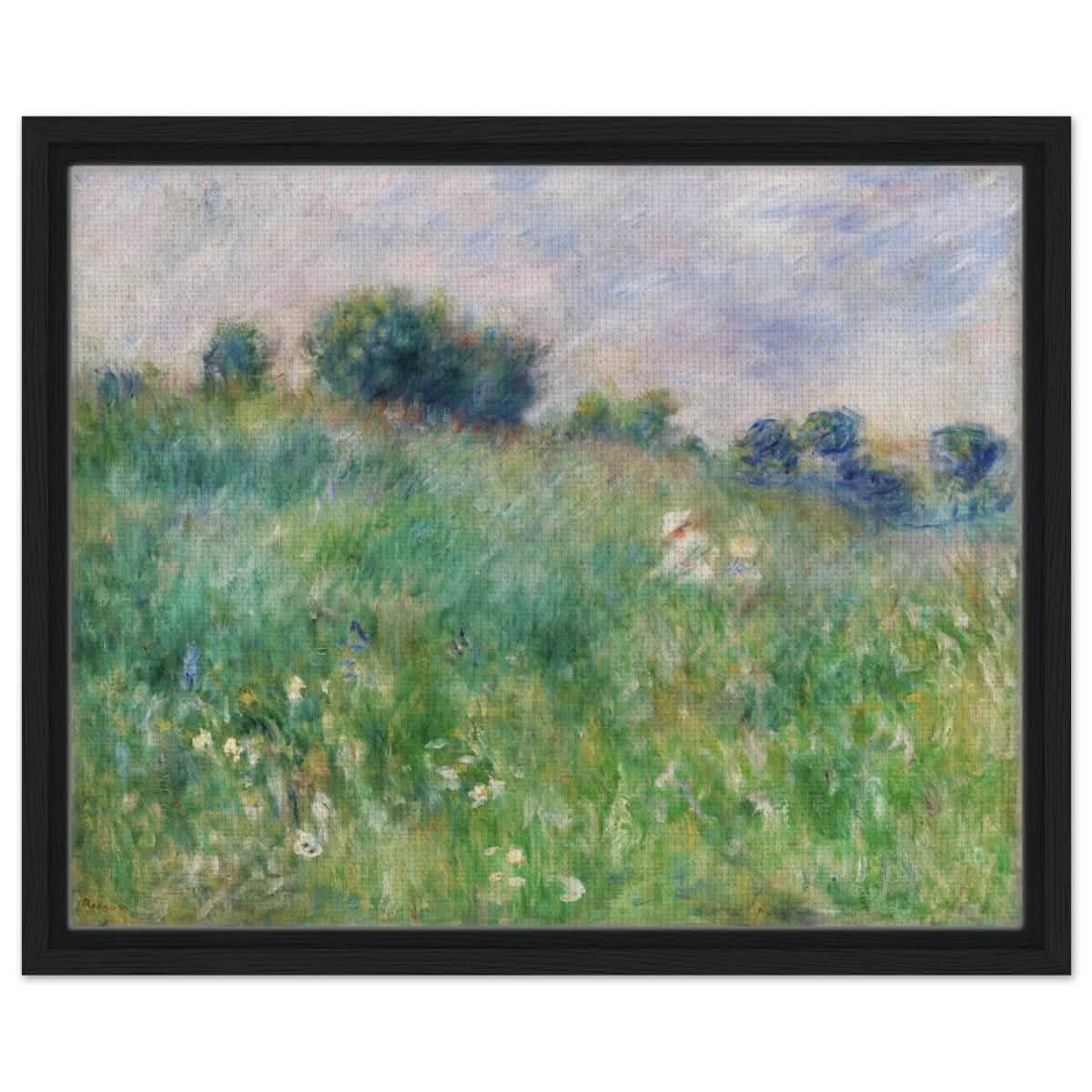 Meadow (La Prairie) by Pierre - Auguste Renoir (1841 - 1919) | wall art print - 40x50 cm / 16x20″ - Framed Canvas - Black frame