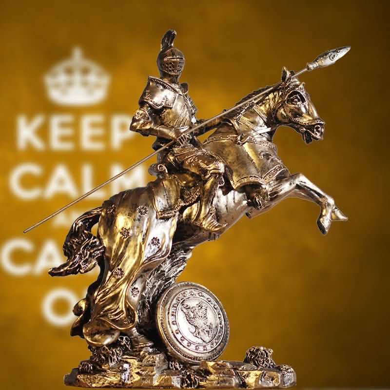Medieval Warrior Resin Sculpture – Knight, Viking & God of War Armor Statues - Cape Warrior of Glory -