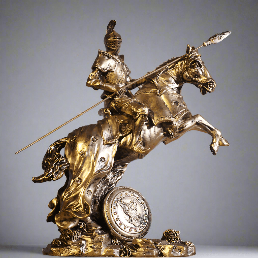 Medieval Warrior Resin Sculpture – Knight, Viking & God of War Armor Statues - Knight of Valor -