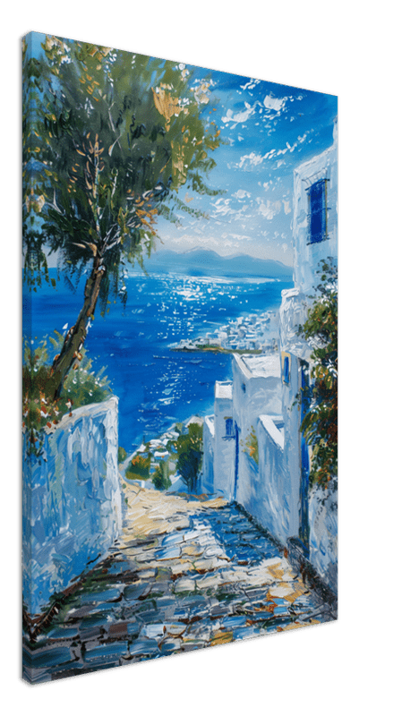 Mediterranean Bliss | Modern Impressionistic art print | Mediterranean Landscape art - Canvas - 30x45 cm / 12x18″ -