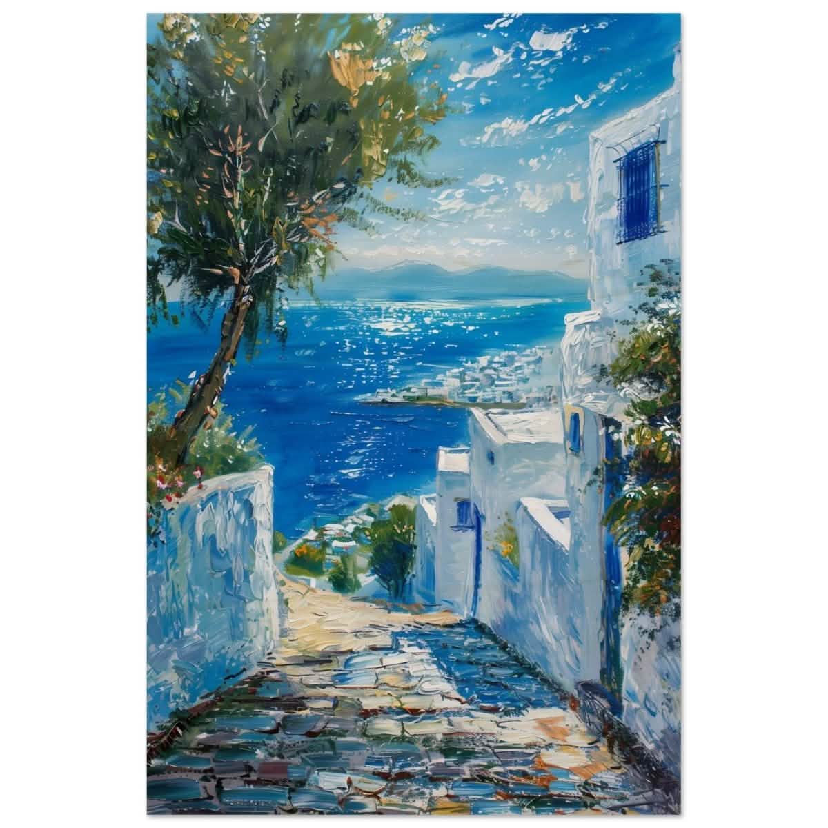 Mediterranean Bliss | Modern Impressionistic art print | Mediterranean Landscape art - Wood Prints - 30x45 cm / 12x18″ -