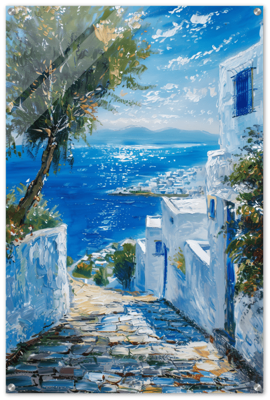 Mediterranean Bliss | Modern Impressionistic art print | Mediterranean Landscape art - Acrylic Print - 30x45 cm / 12x18″ -