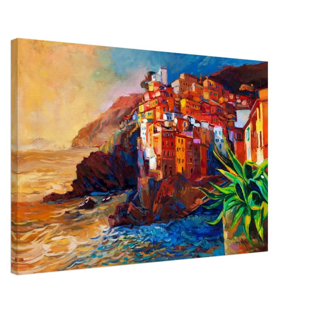 Mediterranean Glow: The Cliffside Hues | Wall art print | Post - Impressionism - Canvas - 50x75 cm / 20x30″ -