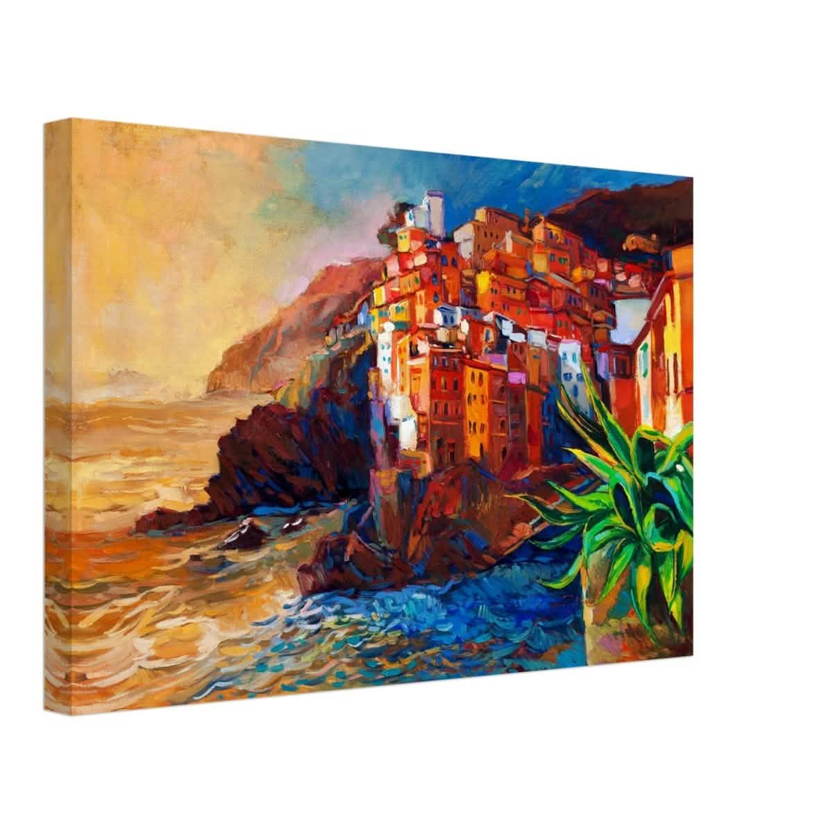 Mediterranean Glow: The Cliffside Hues | Wall art print | Post - Impressionism - Canvas - 30x45 cm / 12x18″ -