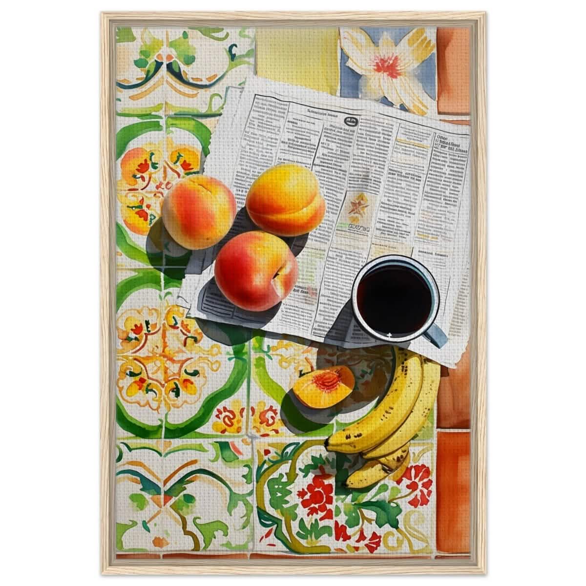 Mediterranean Morning | Contemporary Realism | wall art print - Framed Canvas - 60x90 cm / 24x36″ - Wood frame