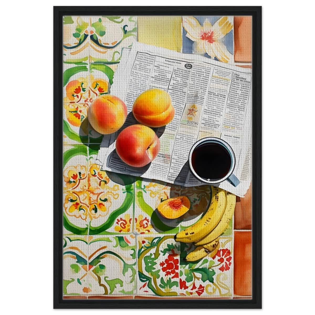 Mediterranean Morning | Contemporary Realism | wall art print - Framed Canvas - 50x75 cm / 20x30″ - Black frame