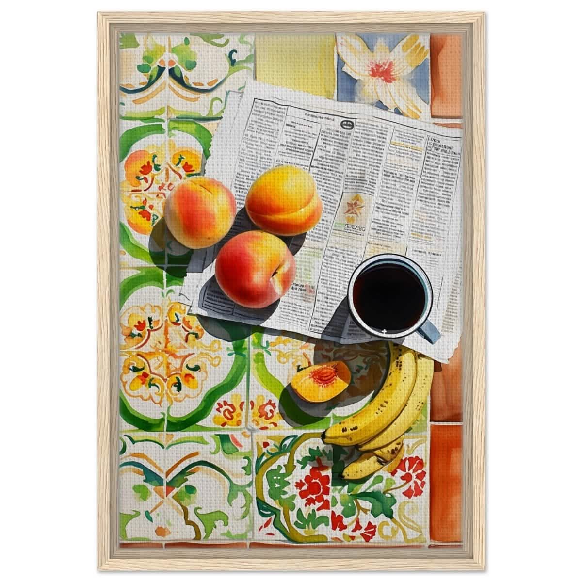 Mediterranean Morning | Contemporary Realism | wall art print - Framed Canvas - 40x60 cm / 16x24″ - Wood frame