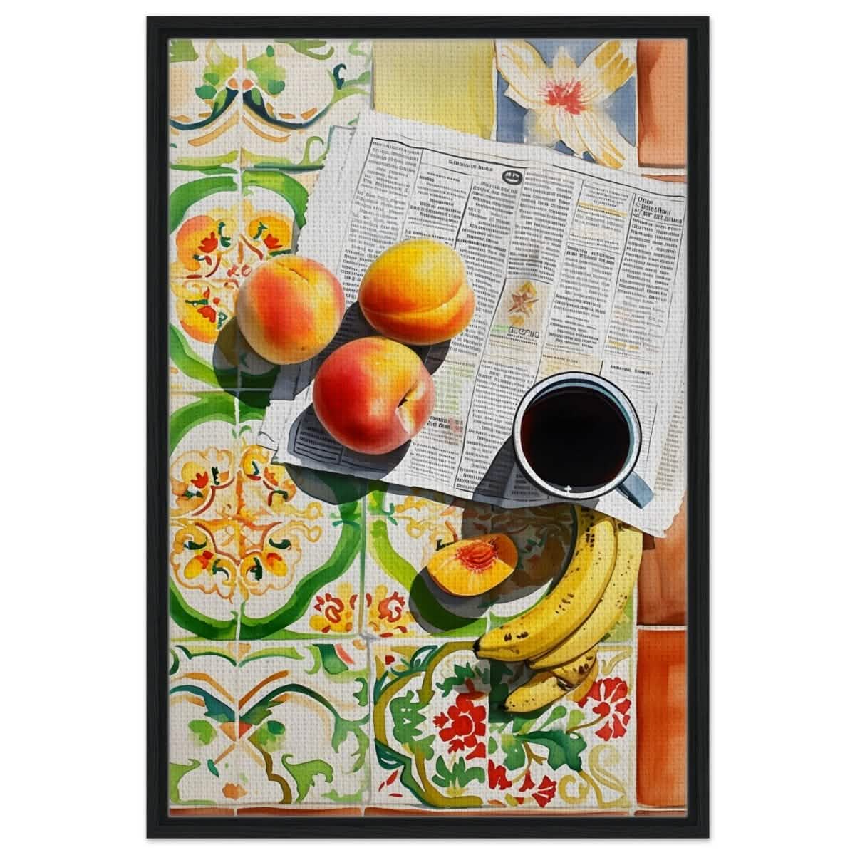 Mediterranean Morning | Contemporary Realism | wall art print - Framed Canvas - 60x90 cm / 24x36″ - Black frame