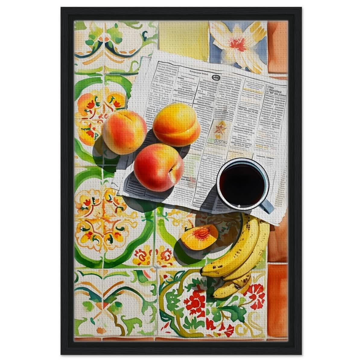 Mediterranean Morning | Contemporary Realism | wall art print - Framed Canvas - 40x60 cm / 16x24″ - Black frame