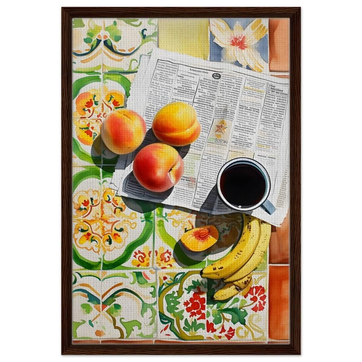 Mediterranean Morning | Contemporary Realism | wall art print - Framed Canvas - 50x75 cm / 20x30″ - Dark wood frame